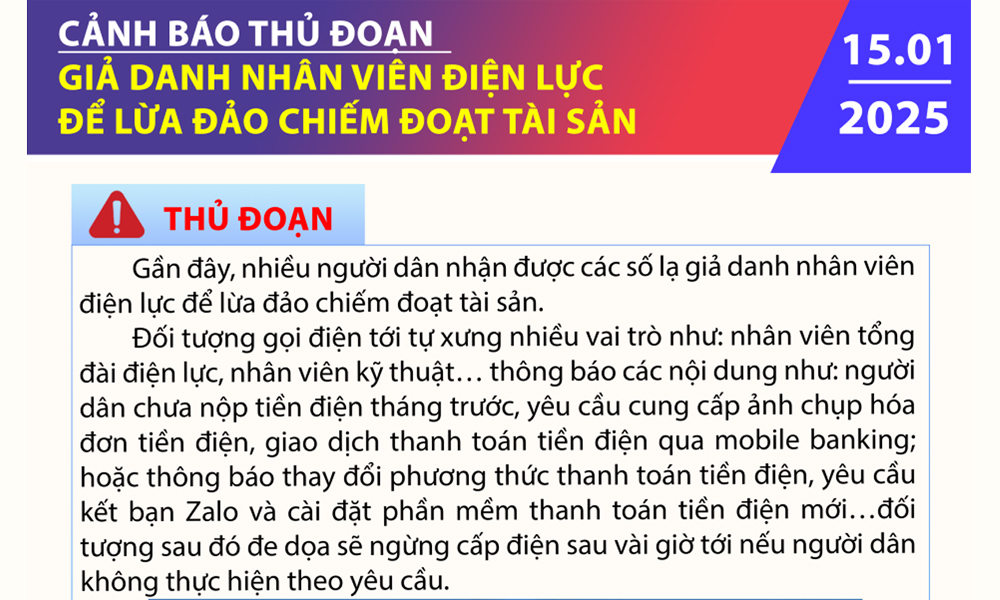  Cảnh giác thủ đoạn giả danh nhân viên điện lực để lừa đảo